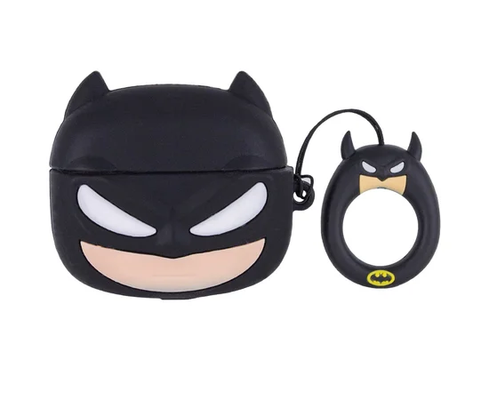 Силиконовый футляр Marvel & DC series для наушников AirPods Pro + кольцо Бетмен / Черный