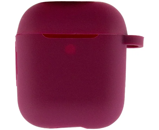 Силиконовый футляр New с карабином для наушников Airpods 1/2 Бордовый / Maroon