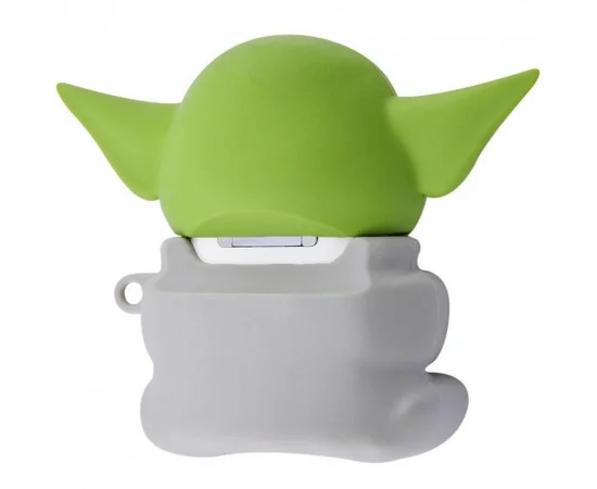 Силиконовый футляр Cartoons&Heroes для наушников AirPods 1/2 + карабин Грогу серый