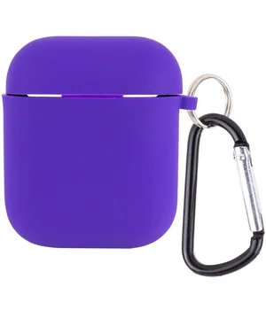 Силиконовый футляр с микрофиброй для наушников Airpods 1/2 Фиолетовый / Ultra Violet