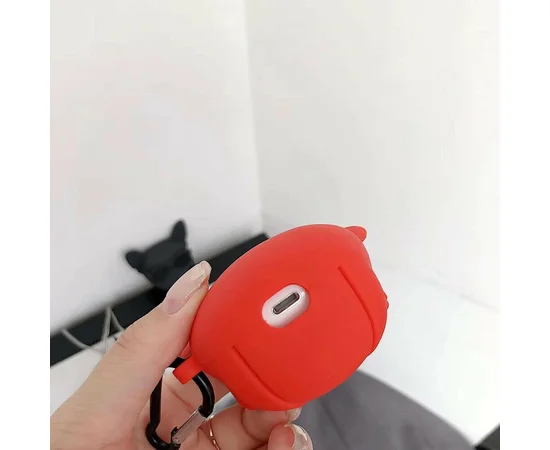 Силиконовый футляр Bulldog для наушников AirPods + карабин Бульдог / Красный