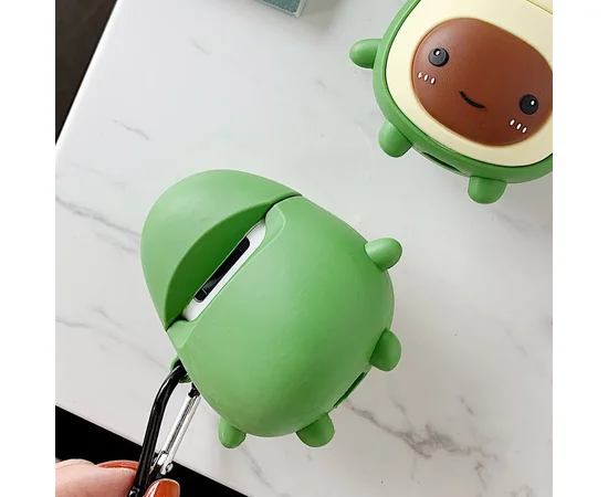 Силиконовый футляр Smile Fruits series для наушников AirPods 1/2 + карабин Avocado kid