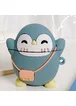 Силиконовый футляр Penguin для наушников AirPods 1/2 + карабин Серо - голубой