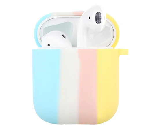 Силиконовый футляр Colorfull для наушников AirPods 1/2 Голубой / Желтый