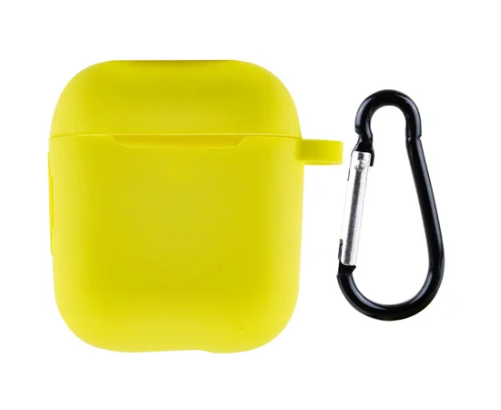Силіконовий футляр New з карабіном для навушників Airpods 1/2 Жовтий / Bright Yellow