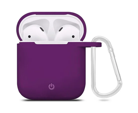 Силиконовый футляр с карабином для наушников AirPods Фиолетовый / Grape