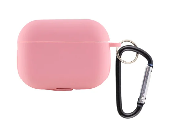 Силиконовый футляр New с карабином для наушников Airpods Pro Розовый / Light pink