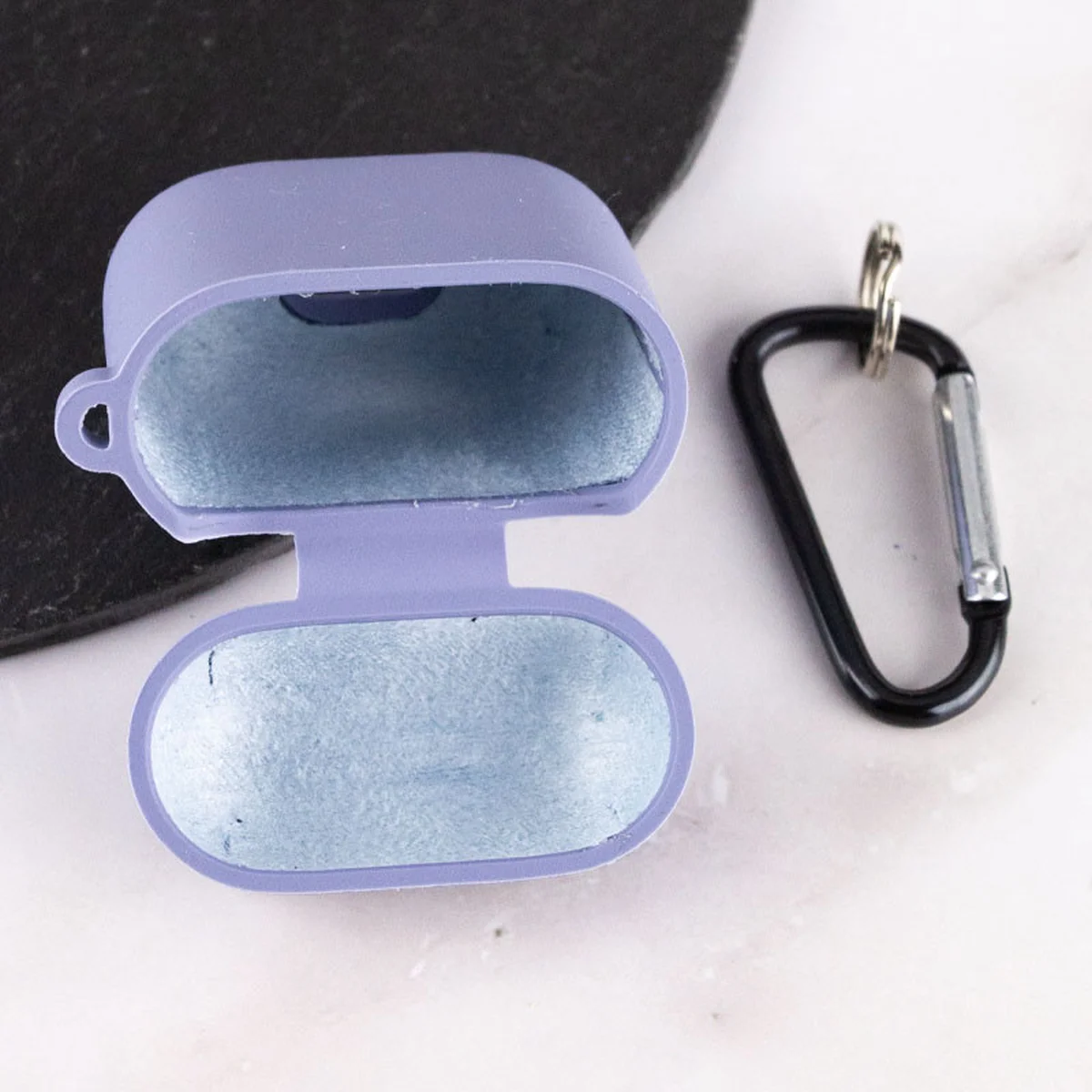 Силиконовый футляр с микрофиброй для наушников Airpods 1/2 Серый / Lavender Gray