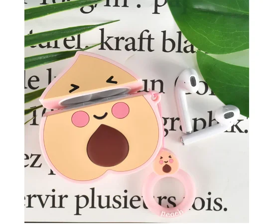 Силиконовый футляр Smile Fruits series для наушников AirPods peach