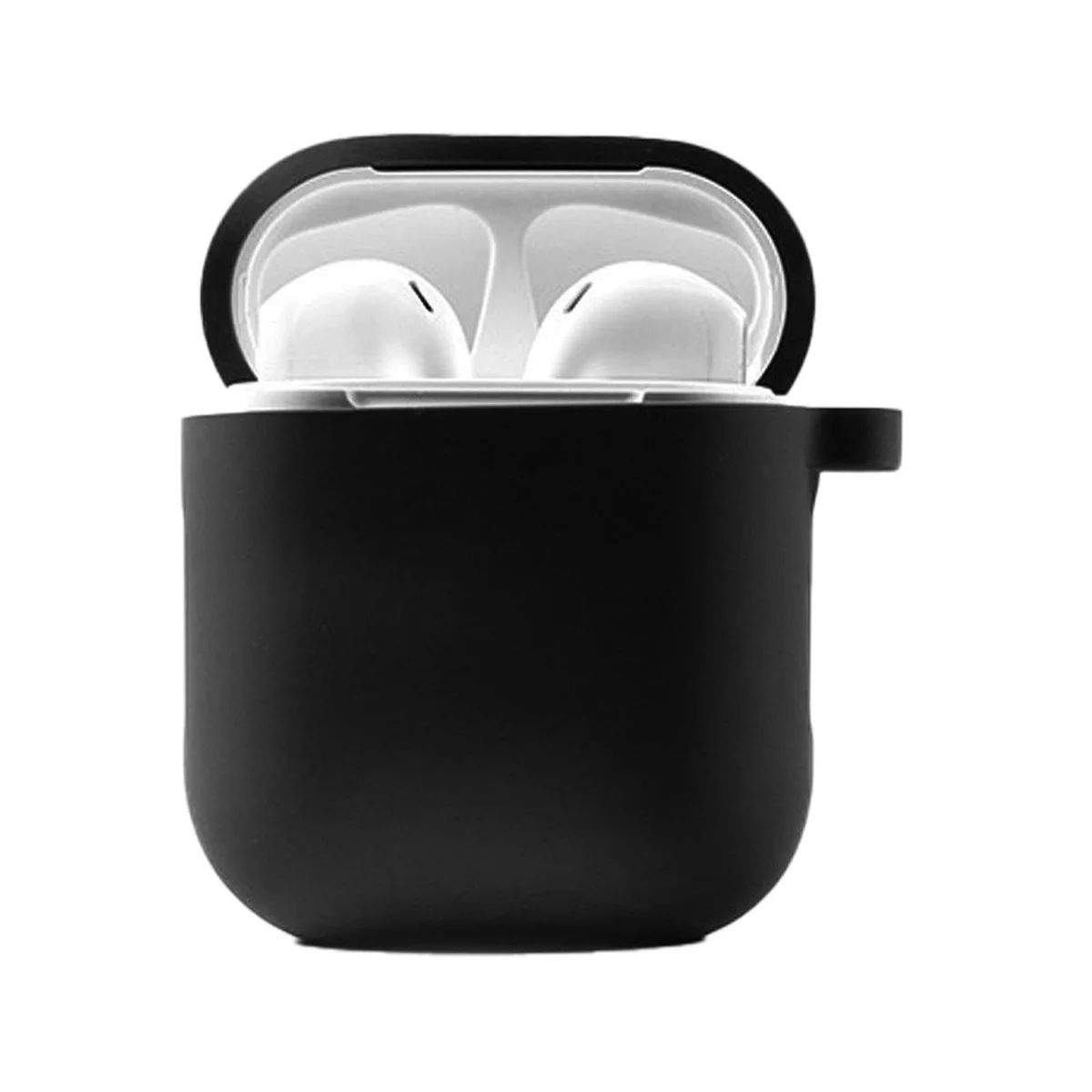 Силиконовый футляр с микрофиброй для наушников Airpods 1/2 Черный / Black