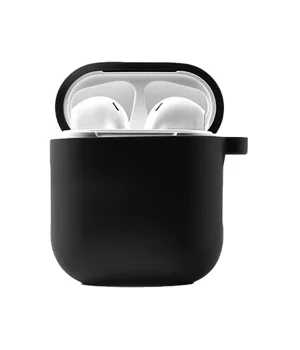 Силиконовый футляр с микрофиброй для наушников Airpods 1/2 Черный / Black