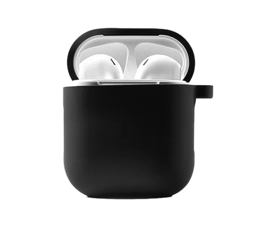 Силиконовый футляр с микрофиброй для наушников Airpods 1/2 Черный / Black