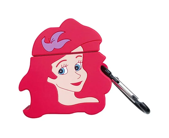Силиконовый футляр Disney series для наушников AirPods 1/2 + карабин Русалочка / Красный
