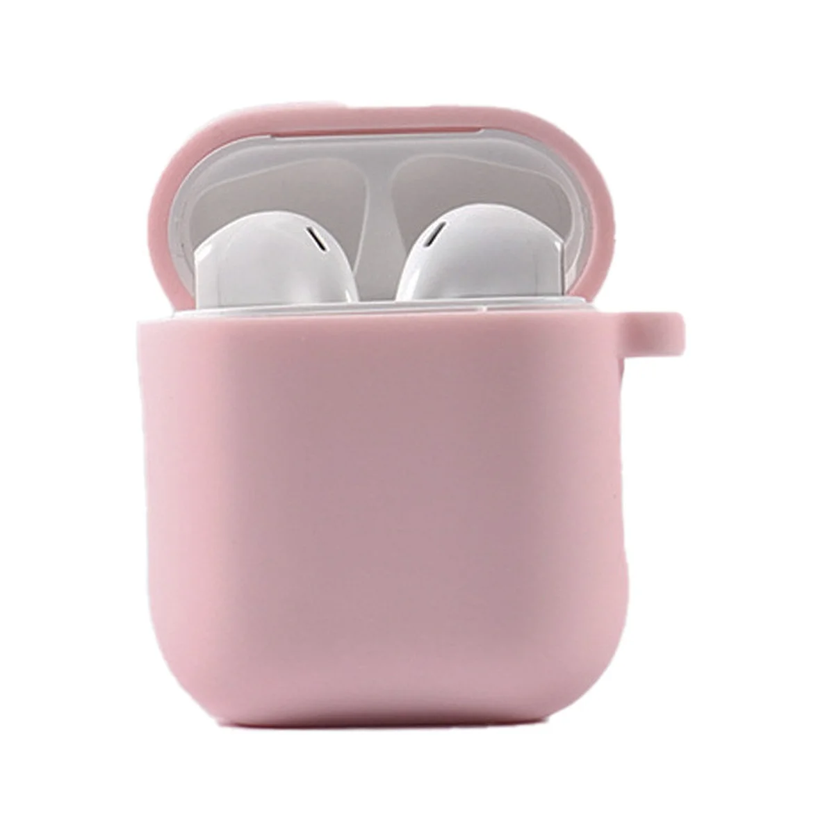 Силиконовый футляр с микрофиброй для наушников Airpods 1/2 Розовый / Pink Sand