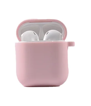 Силиконовый футляр с микрофиброй для наушников Airpods 1/2 Розовый / Pink Sand