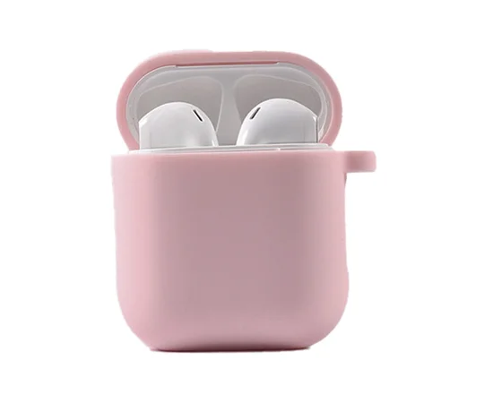 Силиконовый футляр с микрофиброй для наушников Airpods 1/2 Розовый / Pink Sand
