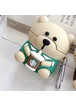 Силиконовый футляр Teddy Bear для наушников AirPods Медведь / Бежевый