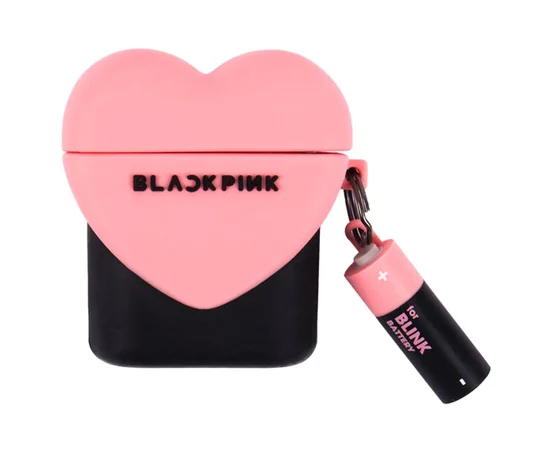 Силиконовый футляр Logo series для наушников AirPods 1/2 + карабин Blackpink
