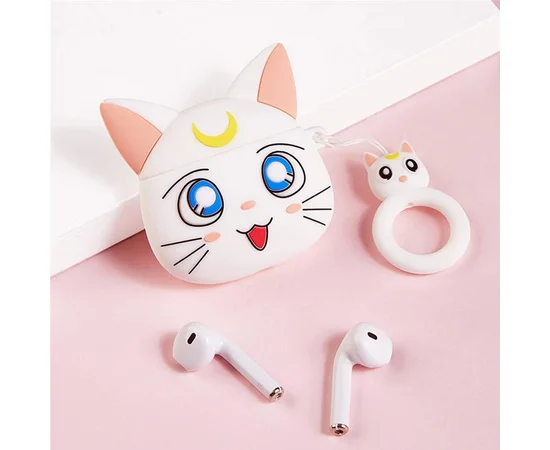 Силиконовый футляр Cartoons&Heroes для наушников AirPods 1/2 + кольцо Луна