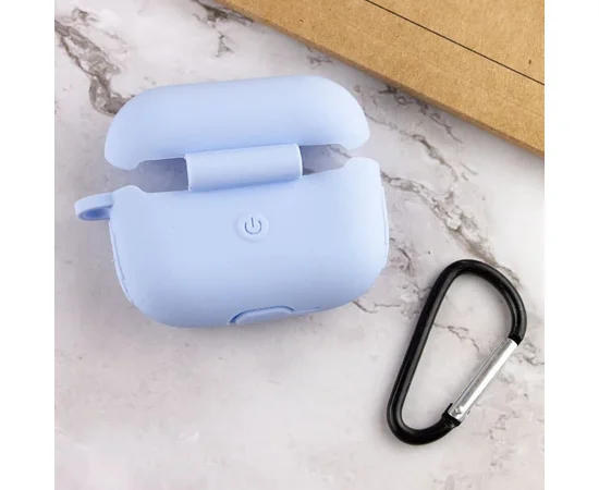 Силиконовый футляр New с карабином для наушников Airpods Pro Голубой / Lilac Blue