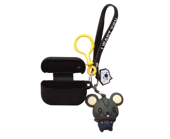 Силиконовый футляр Cute Charm для наушников AirPods Pro Мышь / Черный