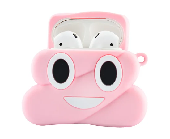 Силиконовый футляр Poop для наушников AirPods Розовый