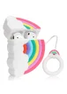 Силиконовый футляр Rainbow для наушников AirPods + кольцо Радуга / Белый