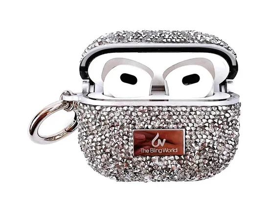 TPU чехол Bling World Rock Diamond для наушников AirPods Pro / Airpods Pro 2 Серебряный
