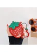 Силиконовый футляр Fruits series with Sparcles & Water для наушников AirPods + кольцо strawberry / Красный