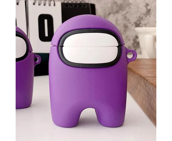 Силиконовый футляр Among Us для наушников AirPods 1/2 + кольцо Фиолетовый