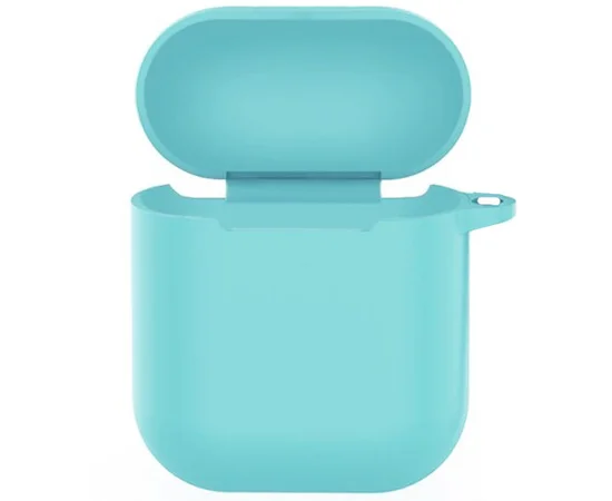 Силиконовый футляр New с карабином для наушников Airpods 1/2 Бирюзовый / Marine Green