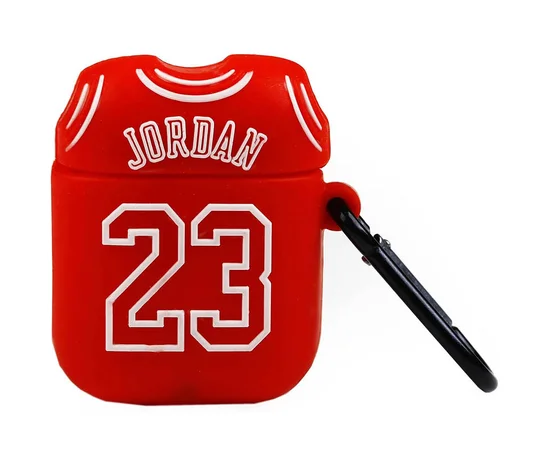 Силиконовый футляр Brand для наушников AirPods 1/2 + карабин Jordan Red