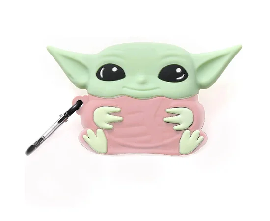 Силиконовый футляр Cartoons&Heroes для наушников AirPods 3 + карабин Грогу розовый