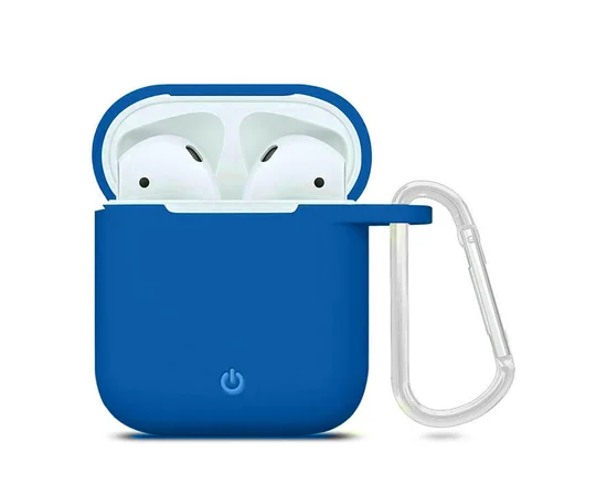 Силиконовый футляр с карабином для наушников AirPods Синий / Royal blue