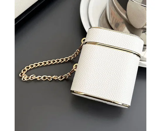 Кожаный футляр Suitcase для наушников AirPods 1/2 White