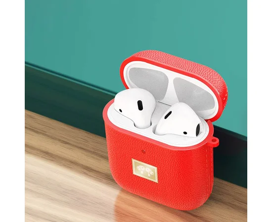 TPU футляр Leather Type для наушников AirPods 1/2 Красный