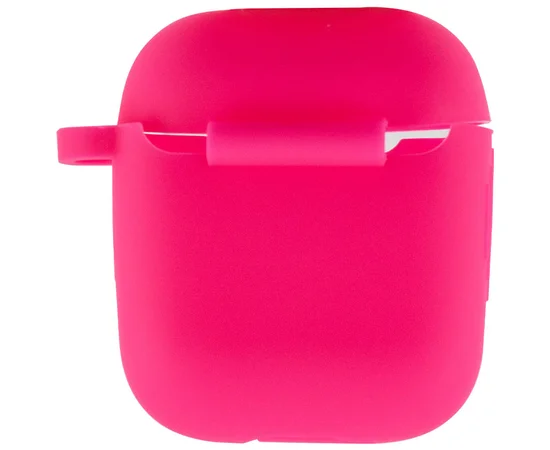 Силиконовый футляр New с карабином для наушников Airpods 1/2 Розовый / Barbie pink