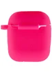 Силиконовый футляр New с карабином для наушников Airpods 1/2 Розовый / Barbie pink