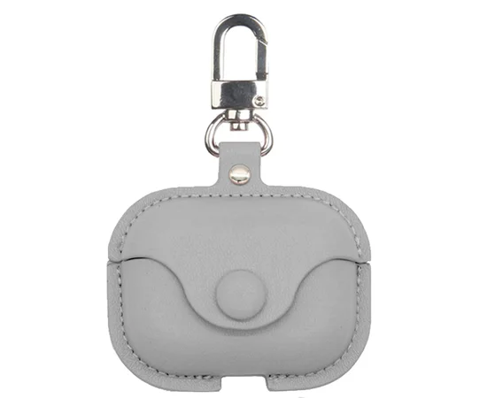 Кожаный футляр Leather bag для наушников AirPods Pro Серый