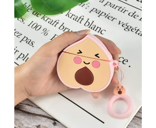Силиконовый футляр Smile Fruits series для наушников AirPods peach