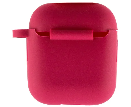 Силиконовый футляр New с карабином для наушников Airpods 1/2 Красный / Rose Red