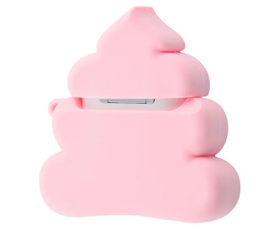 Силиконовый футляр Poop для наушников AirPods Розовый