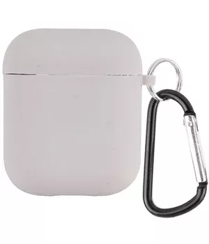 Силиконовый футляр с микрофиброй для наушников Airpods 1/2 Серый / Stone
