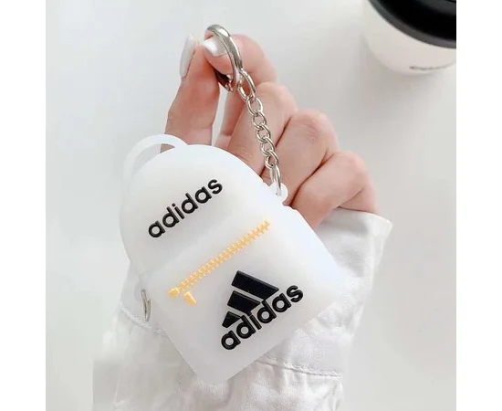 Силіконовий футляр Brand для навушників AirPods 1/2 + кільце Adidas Bag White