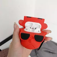 Силиконовый футляр Brand для наушников AirPods 1/2 + карабин Karl Lagerfeld red