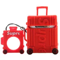 Силіконовий футляр Brand для навушників AirPods 1/2 + кільце Supreme red