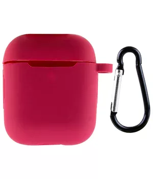Силиконовый футляр New с карабином для наушников Airpods 1/2 Красный / Rose Red