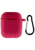 Силиконовый футляр New с карабином для наушников Airpods 1/2 Красный / Rose Red