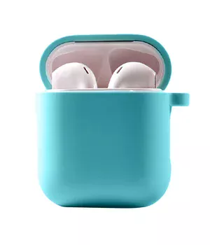 Силіконовий футляр з мікрофіброю для навушників Airpods 1/2 Бірюзовий / Marine Green