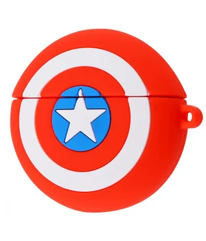 Силиконовый футляр Marvel & DC series для наушников AirPods Pro + кольцо Капитан Америка / Красный